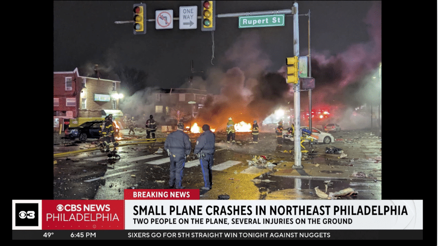 Plane crashes in Philadelphia leaving multiple houses on fire, causes explosion